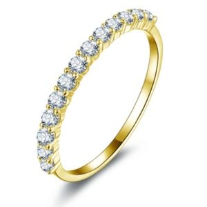 AINUOSHI Half Eternity Band Ring 10K Solid Gold